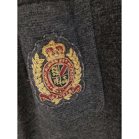 Lauren Ralph Lauren Women's Gray Merino Wool Crest Cardigan  Sweater Blazer XL - Picture 5 of 16